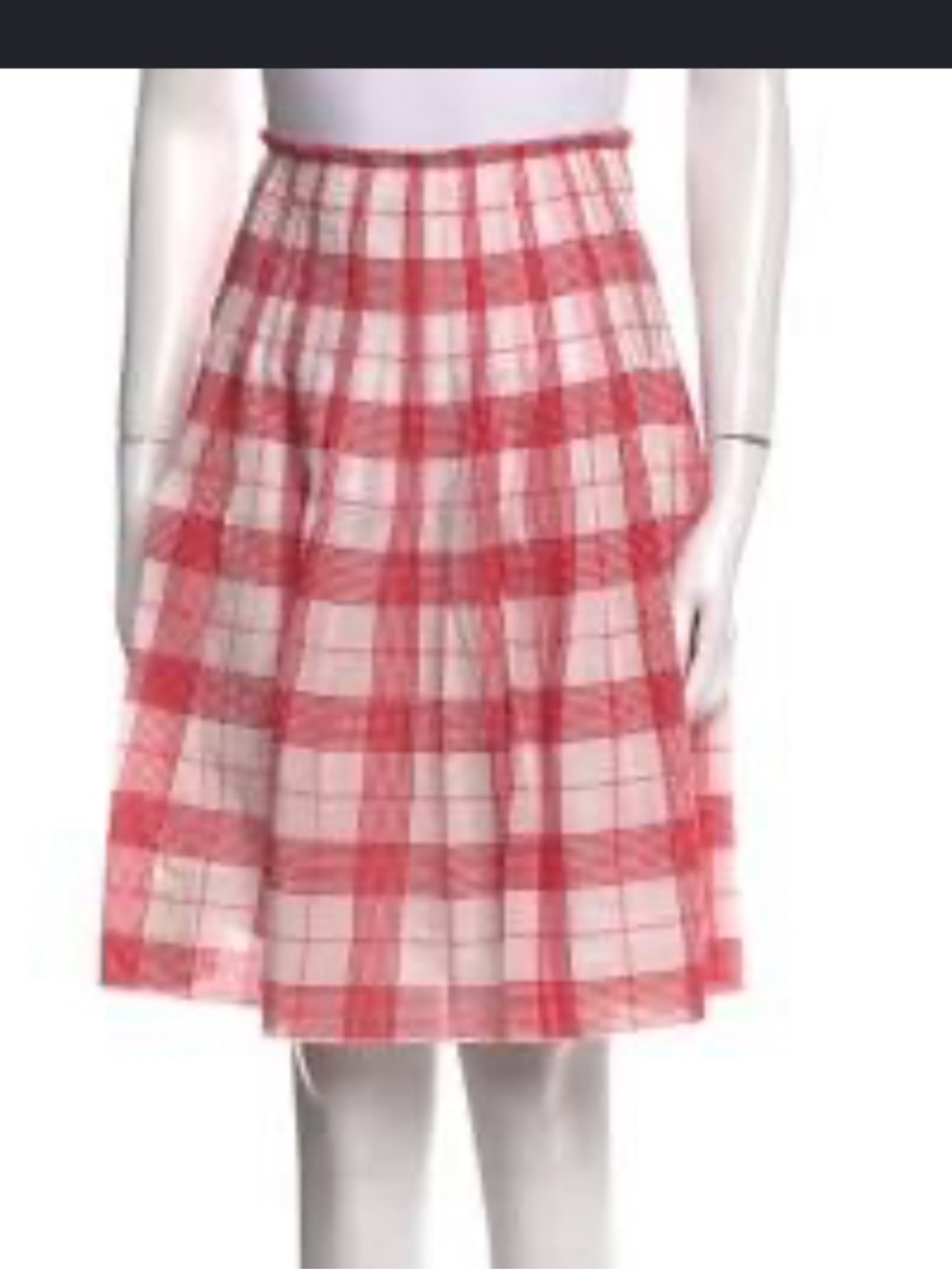 Burberry London Pleated Plaid Skirt red&white,8